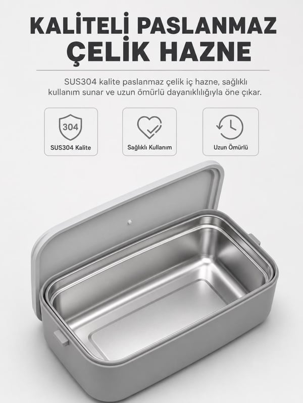 Vagon Life VGN-6744 Yeşil 2000 ml 2 Katlı Paslanmaz Çelik Yemek Kabı (Lunch Box)