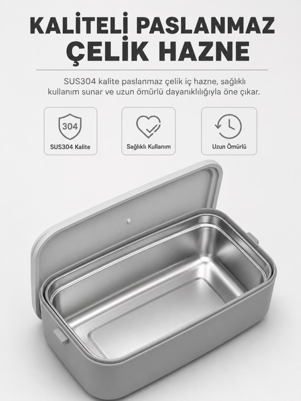 Vagon Life VGN-6744 Yeşil 2000 ml 2 Katlı Paslanmaz Çelik Yemek Kabı (Lunch Box)