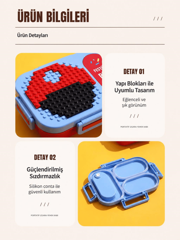 Vagon Life VGN-7161 Blok Uyumlu Kırmızı Lacivert Paslanmaz Çelik Lunch Box Beslenme Kutusu