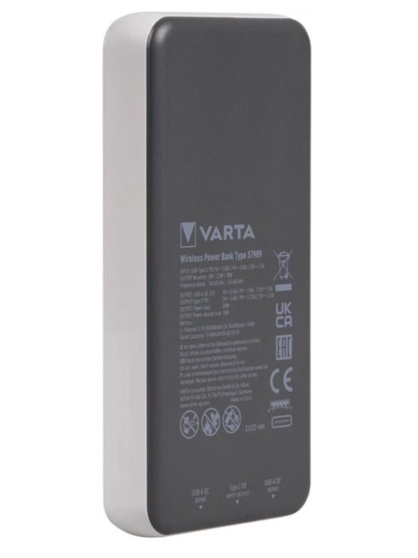 VARTA 20.000 mAh Kablosuz Powerbank – PD 3.0 + QC 2.4A, 10W Wireless, 4 Cihaz Aynı Anda
