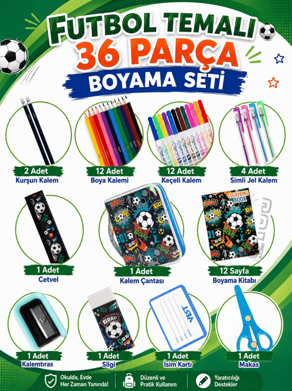 Vest Football Goal 36 Parça Boyama Seti Kalem Çantası VST-KS0011/U2089