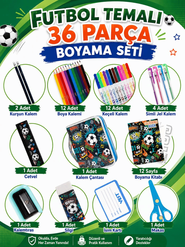 Vest Football Goal 36 Parça Boyama Seti Kalem Çantası VST-KS0011/U2089