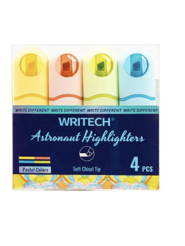 Writech Astronot Fosforlu Kalem Seti Pastel Renkler 4'lü Set W-8154 