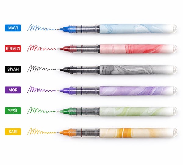 Writech W-501 Liquid Roller 0,5 mm 6 Renk Jel Kalem Seti