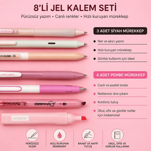 Writech W-SF-7 Sakura Fall Kalem Seti Pembe 7’li Paket