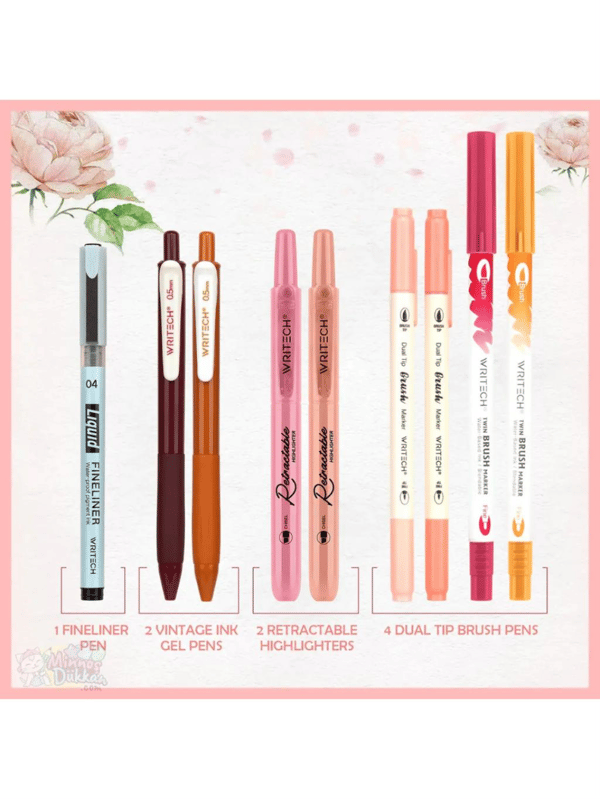 Writech W-WJ-RP Dusk Kırmızı-Pembe Kalem Seti 9’lu Kutulu Set