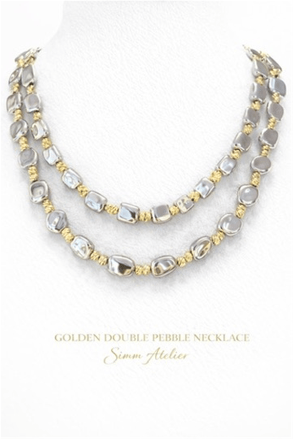 Goldenstone Sarı Gümüş Taşlı İkili Kolye | Şık El Yapımı Bijuteri Kadın Kolyesi