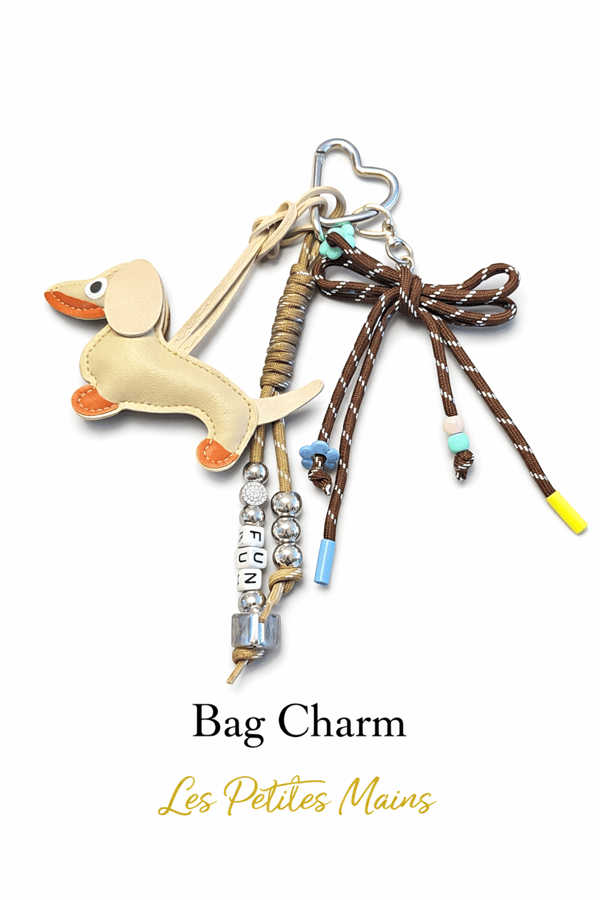 Krem Sosis Köpek Charm | Telefon ve Çanta Süsü, Sevimli Anahtarlık Aksesuarı