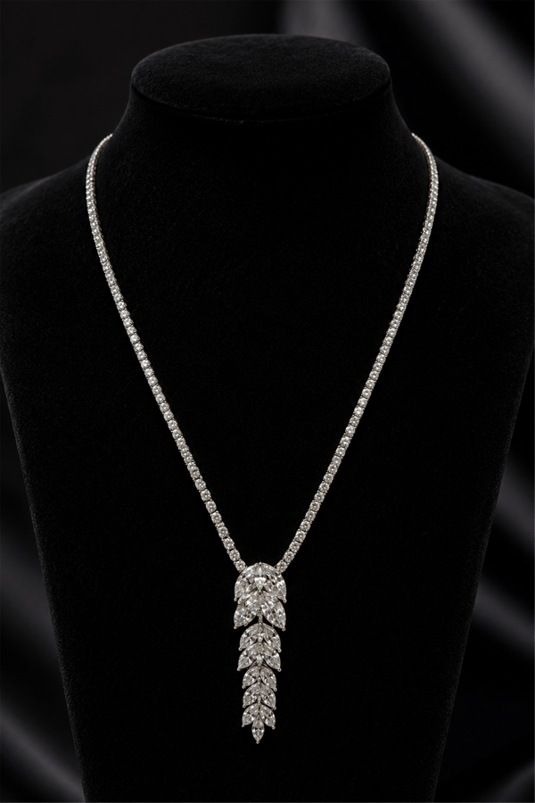 Leafnecklace Sallantılı Yaprak Mozanıt Kolye | Şık El Yapımı Bijuteri Kadın Kolyesi