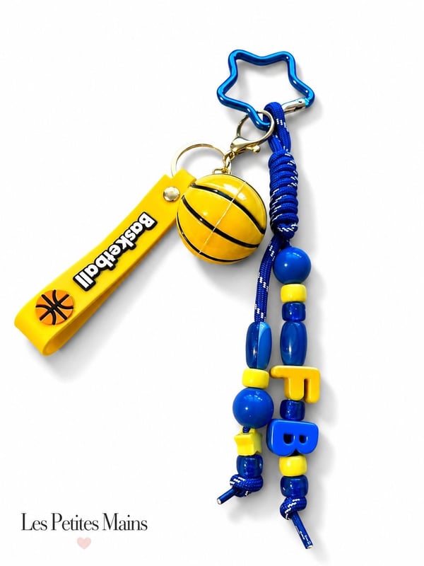 Les Petites Mains Kişiye Özel İsimli Basketbol Toplu Boncuklu Çanta Anahtarlığı ve Okul Çantası Süsü