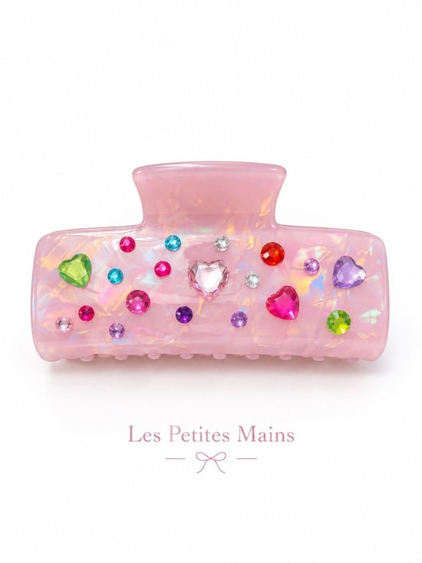 Les Petites Mains Renkli Taşlı Sedefli Pembe Mandal Toka