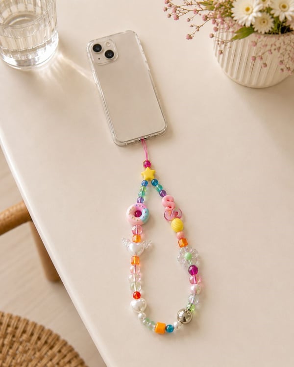 Name Pop S Telefon Askısı, Boncuklu Telefon Charmı ve Çanta Aksesuarı Model 4