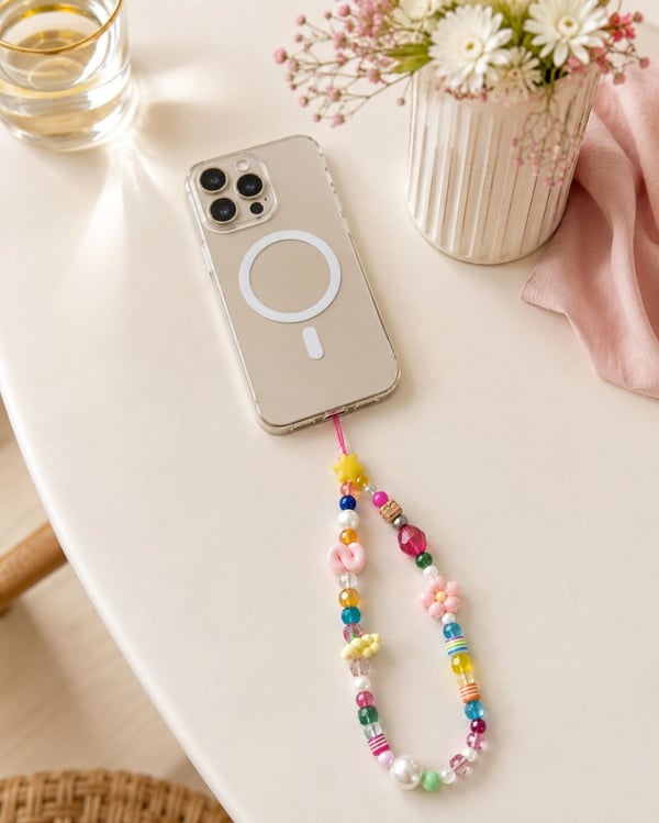 Name Pop S Telefon Askısı, Boncuklu Telefon Charmı ve Çanta Aksesuarı Model 1