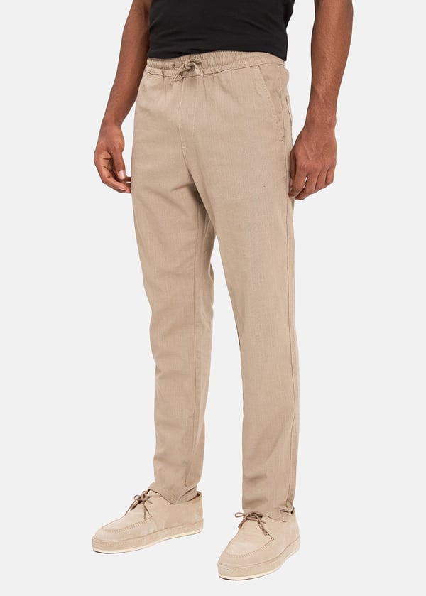 Gabbia Bej Straight Fit Jogger Pantolon