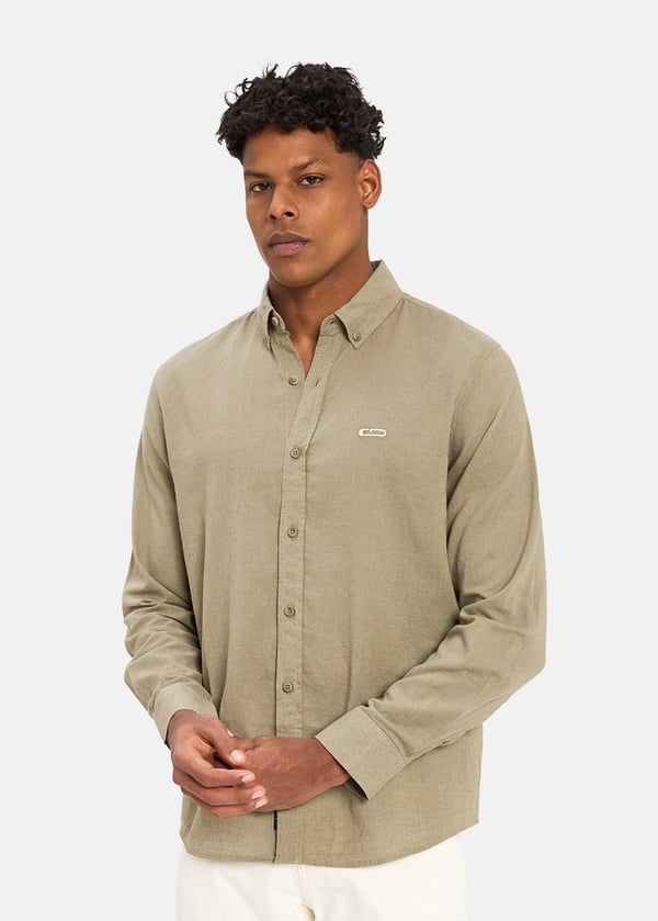 Gabbia Yeşil Keten Karışımlı Classic Fit Gömlek