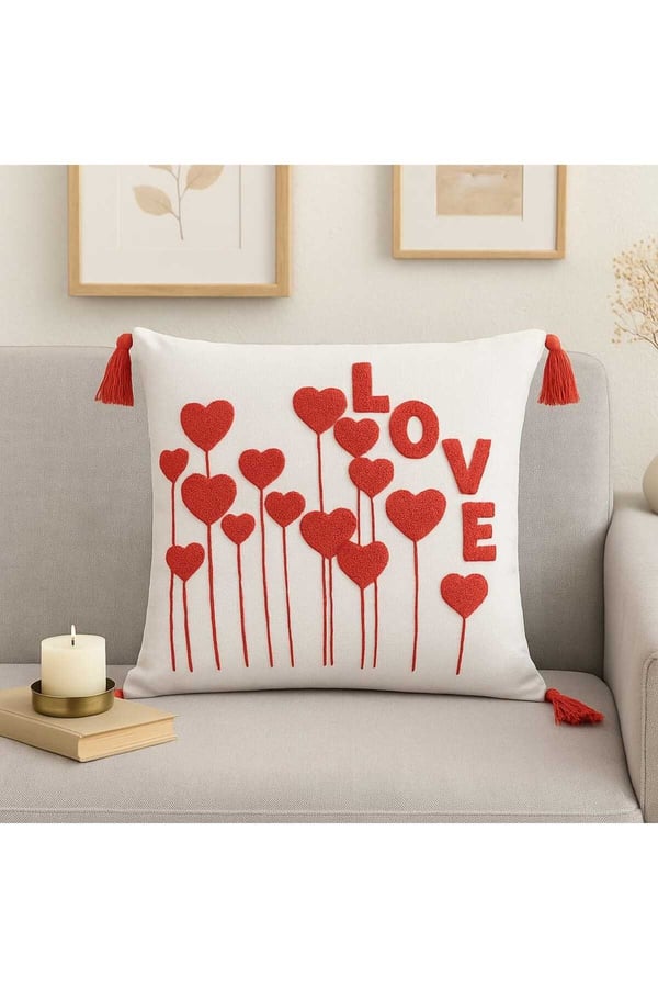 Punch Nakışlı 1 Adet Kırlent Kılıfı Love Aşk Sevgililer Günü