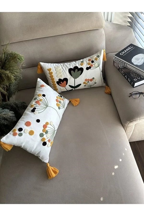 Punch Nakışlı 2 Adet Kırlent Kılıfı