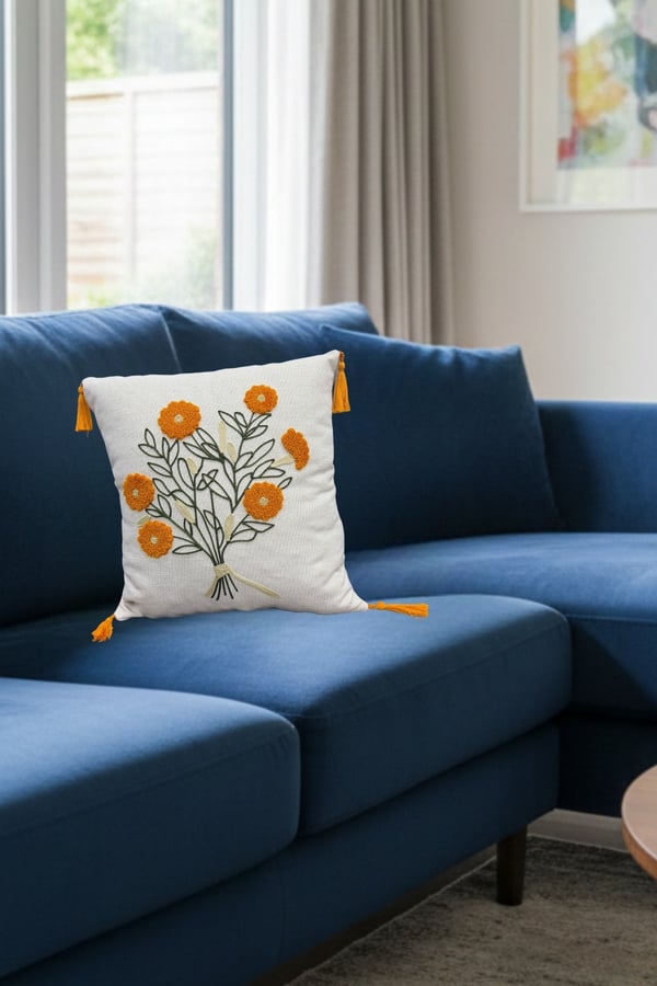 Punch Nakışlı 4 Adet Kırlent Kılıfı, Gri, 43 x 43