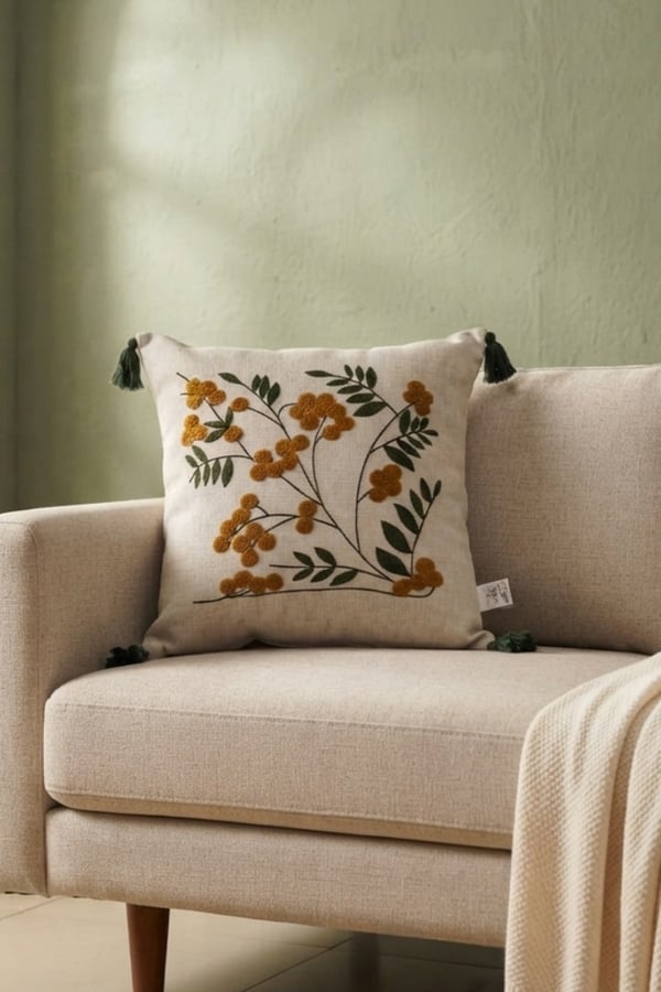 Punch Nakışlı 4 Adet Kırlent Kılıfı, Kiremit, 43 x 43