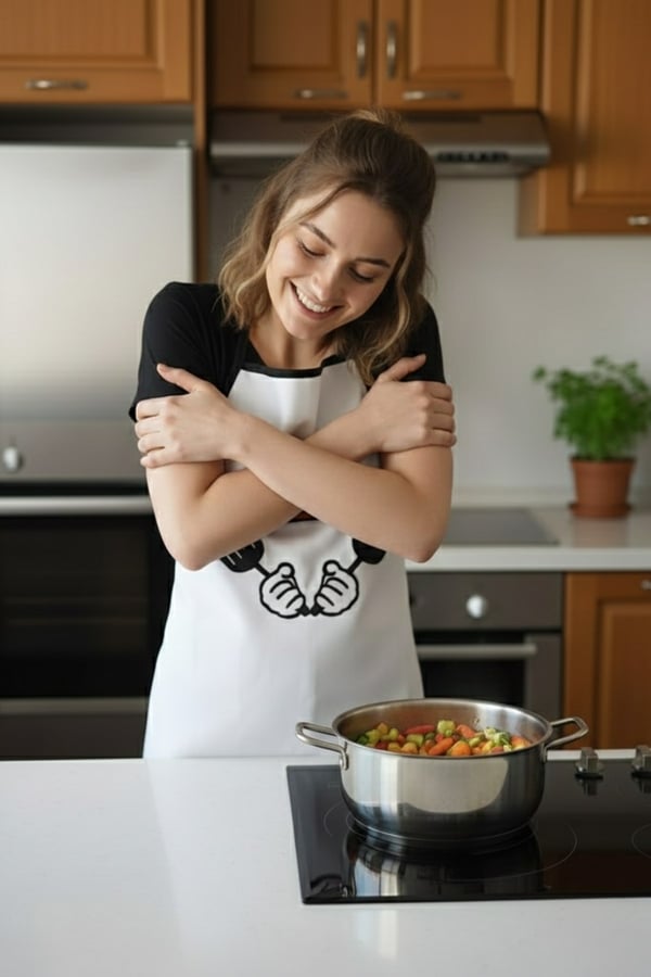 Punch Nakışlı Mutfak Önlüğü & Punch Nakışlı Poşetlik & Mutfak Set, Sarı