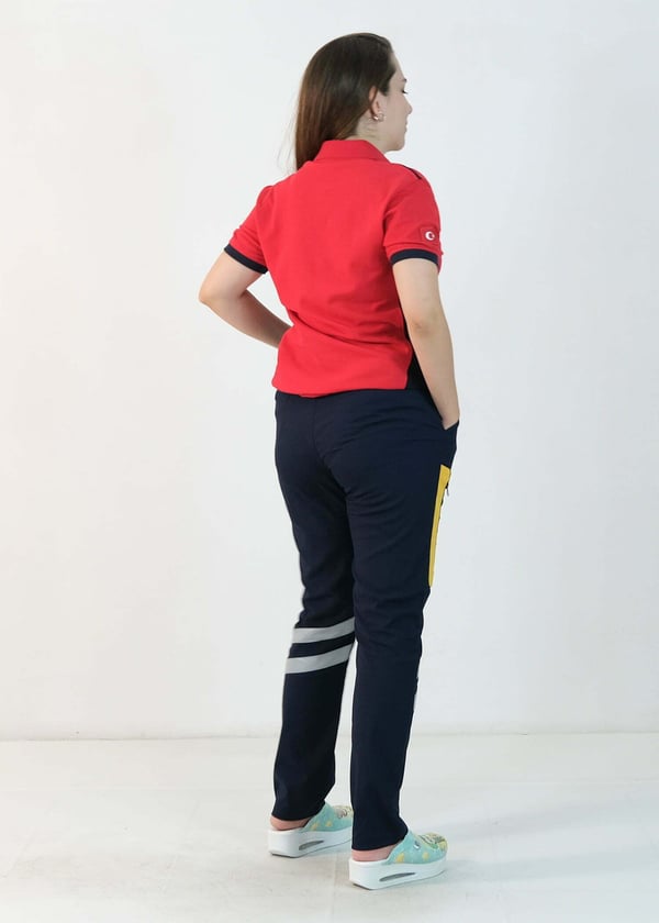 112 Polo Yaka Çift Renk Tişört (Kırmızı – Lacivert)