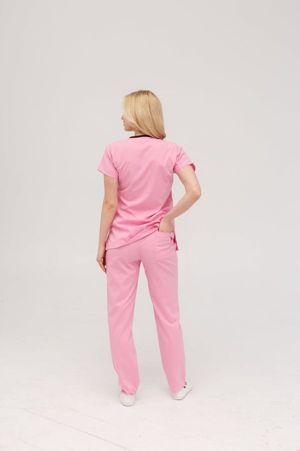 Likralı Scrubs Takım Pembe