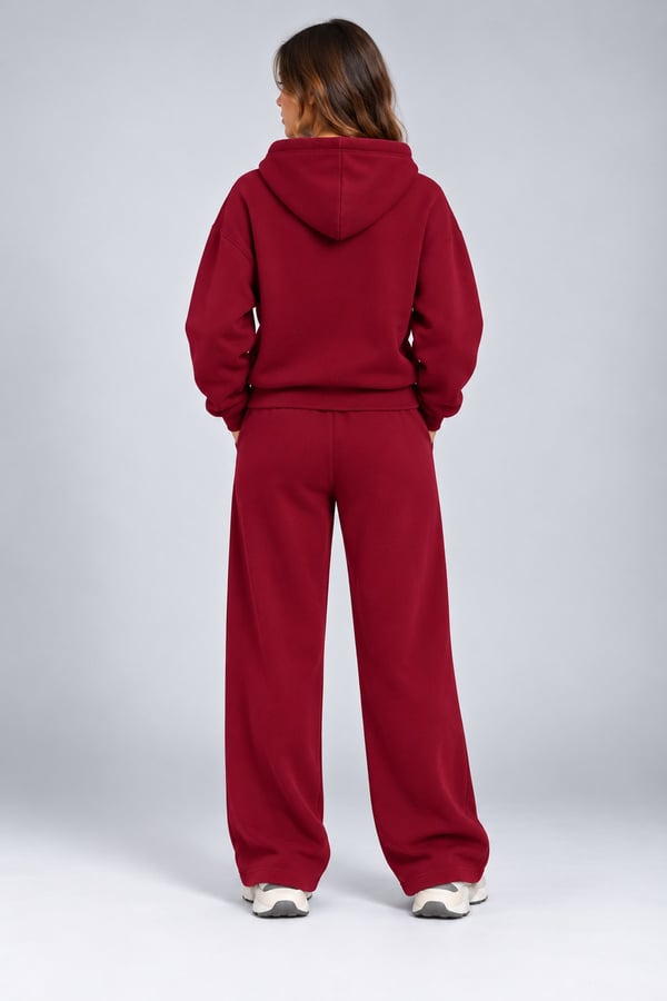 Bordo Oversize Kalın Eşofman Takımı