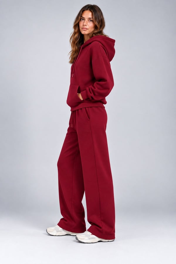 Bordo Oversize Kalın Eşofman Takımı