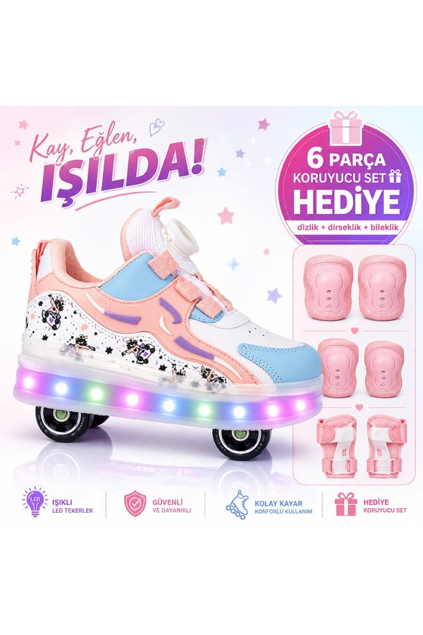 PATENLi AYAKKABI PATENLİ IŞIKLI SPOR AYAKKABI KAYKAY