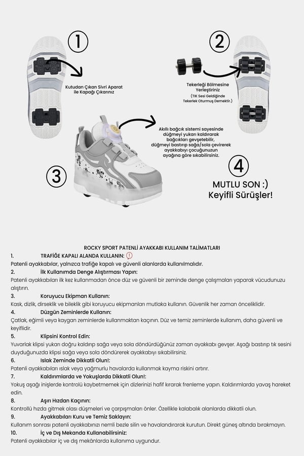 PATENLİ IŞIKLI PEMBE SPOR AYAKKABISI 4 TEKERLEKLİ PATEN