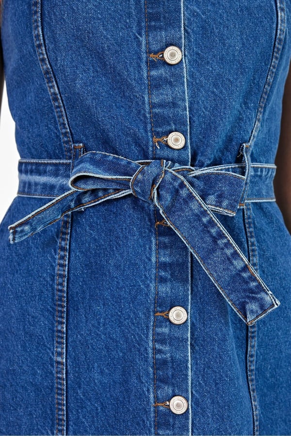 Asklı Kot Elbise Denim Elbise