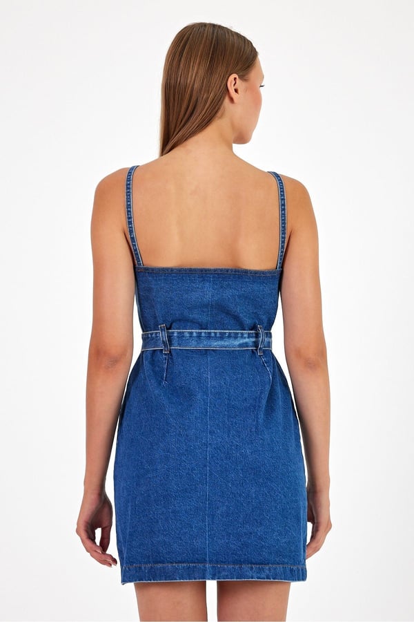 Asklı Kot Elbise Denim Elbise