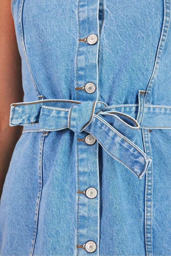 Asklı Kot Elbise Denim Elbise