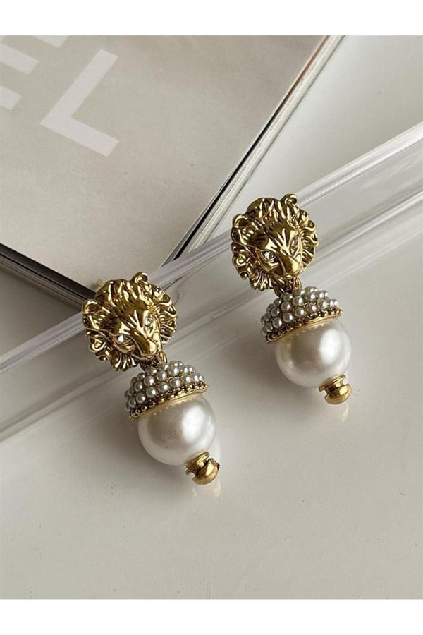Aslanlı Vintage Çelik Küpe (4 Cm)