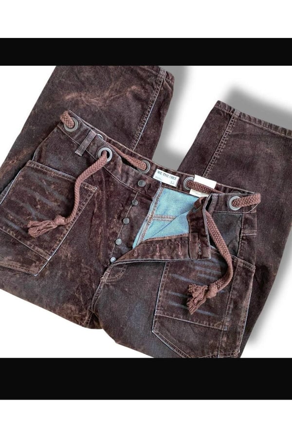 Baggy Geniş Bacak Kot Kadınlar için Vintage Düşük Bel Çan Alt Cepli Pantolon