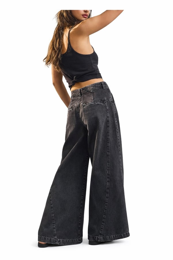 Baggy Geniş Bacak Kot Kadınlar için Vintage Düşük Bel Çan Alt Cepli Pantolon
