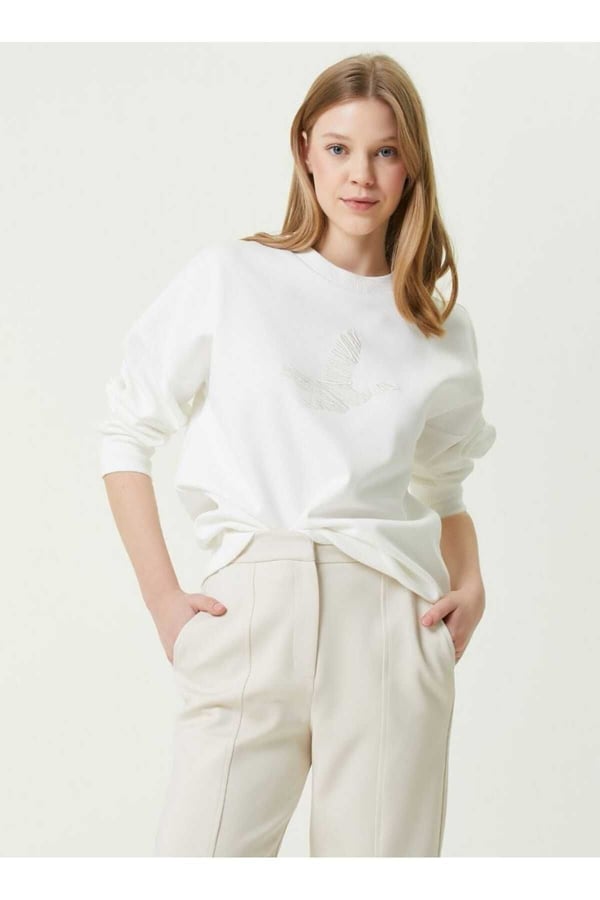 Basic Salaş Orijinal Marka Kuş Detaylı Sweatshirt