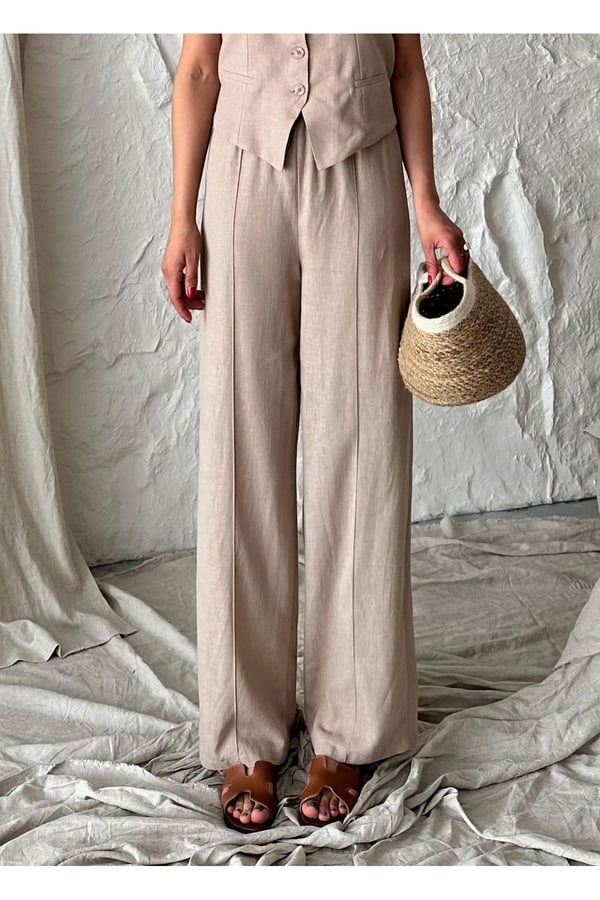 Camel Yelek Pantolon Takım