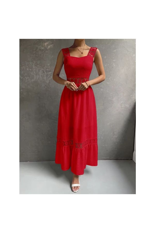 Dantel Detaylı Anabel Elbise İthal Airobin Dantel Detaylı Elbise