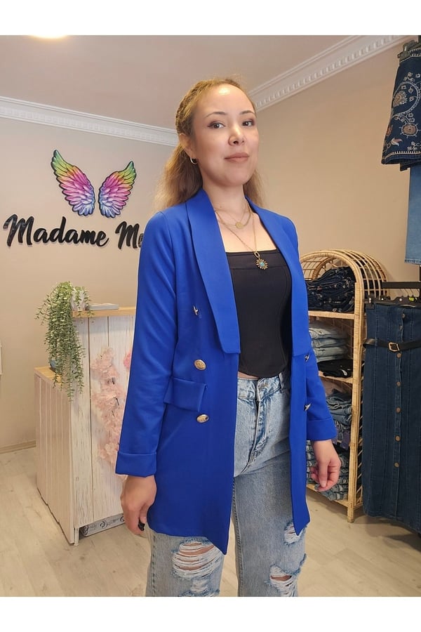 Double Düğmeli Duble Ceket Şal Yaka Blazer Ceket
