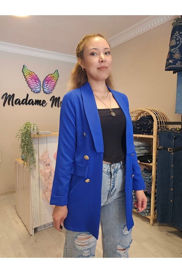 Double Düğmeli Duble Ceket Şal Yaka Blazer Ceket