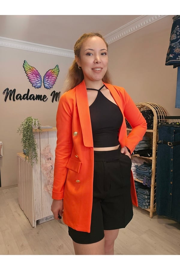 Double Düğmeli Duble Ceket Şal Yaka Blazer Ceket