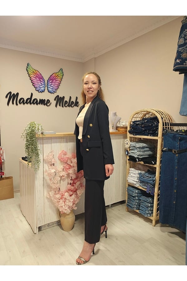 Double Düğmeli Duble Ceket Şal Yaka Blazer Ceket