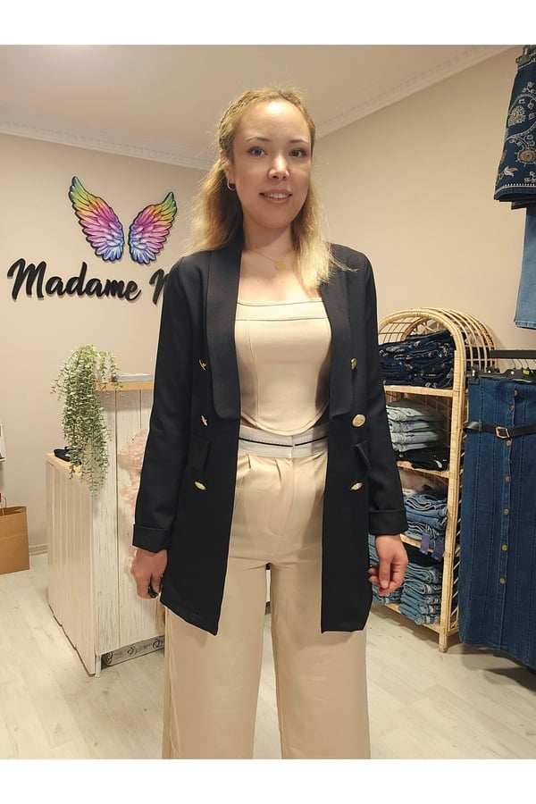 Double Düğmeli Duble Ceket Şal Yaka Blazer Ceket