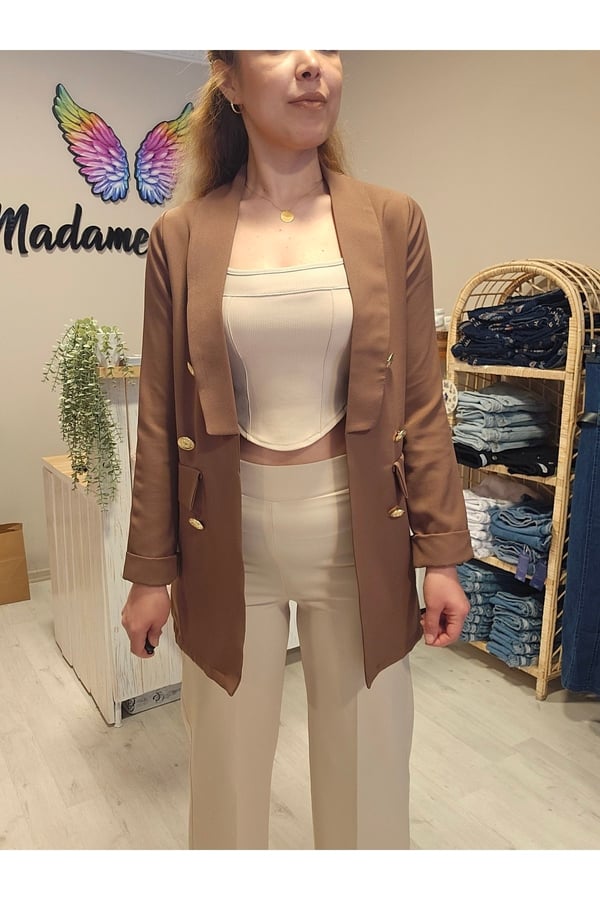 Double Düğmeli Duble Ceket Şal Yaka Blazer Ceket