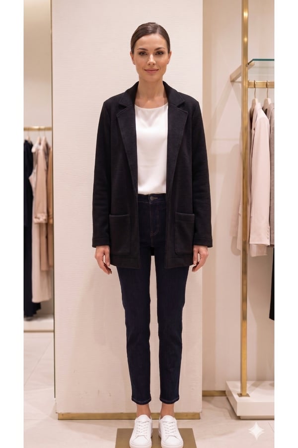 Düğmesiz Cep Detaylı Blazer Ceket