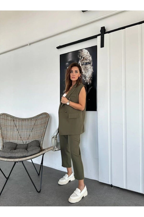Düz Yelek Pantolon Takım