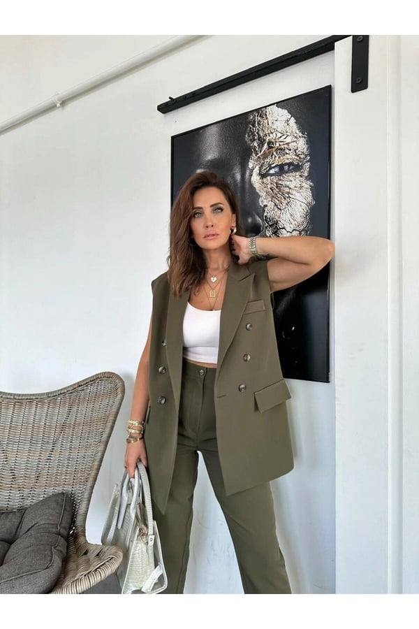 Düz Yelek Pantolon Takım
