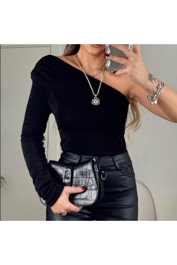Geniş Drape Tek Kol Bluz