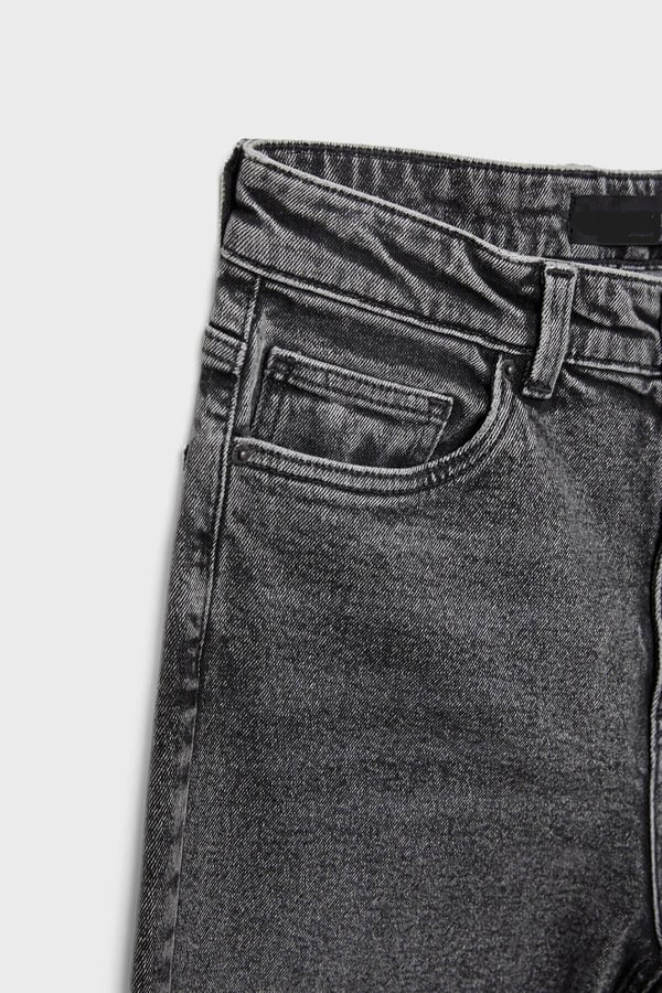 Gri Likrasız Mom Jean Pantolon